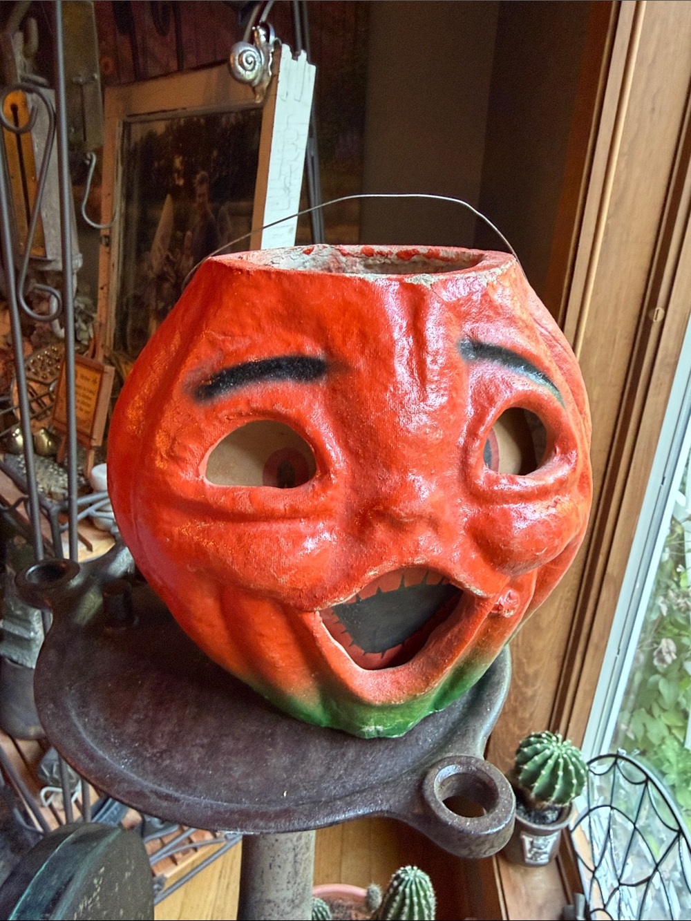 Vintage Halloween 1940s Large Paper Mache Pulp Jack-O'-Lantern Pumpkin